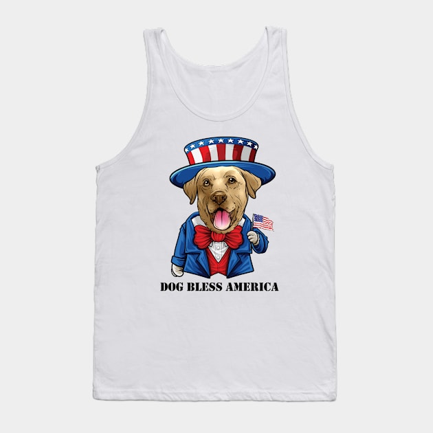 Yellow Labrador Retriever Dog Bless America Tank Top by whyitsme